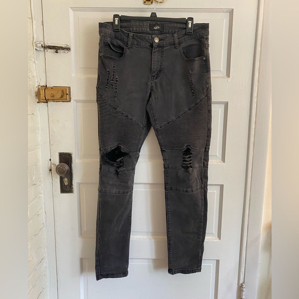 Pacsun Men's Distressed Gray Black Jeans Size 32